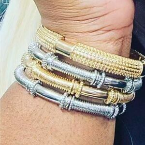 Silver Stack Stretch Bracelet Set